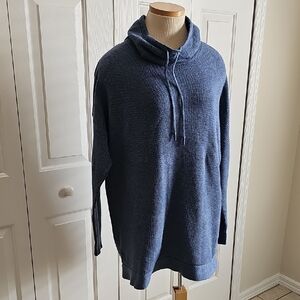 J.jill Textured Blue Women Pullover Cowl-neck Top. Size Large.